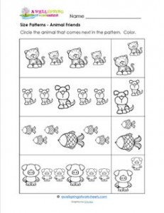 Size Patterns - Animal Friends - Pattern Worksheets