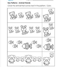 Size Patterns - Animal Friends - Pattern Worksheets