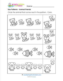 Size Patterns - Animal Friends - Pattern Worksheets