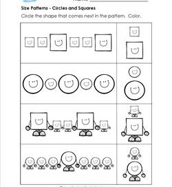 Size Patterns - Circles and Squares - Pattern Worksheets