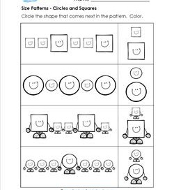 Size Patterns - Circles and Squares - Pattern Worksheets