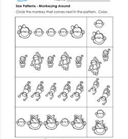 Size Patterns - Monkeying Around - Pattern Worksheets