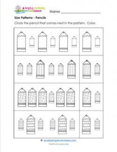 Size Patterns - Pencils - Pattern Worksheets