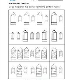 Size Patterns - Pencils - Pattern Worksheets