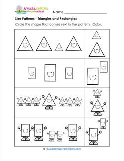 Size Patterns - Triangles & Rectangles - Pattern Worksheets