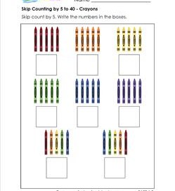 skip counting by 5 to 40 crayons