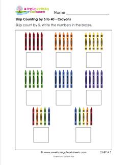 skip counting by 5 to 40 crayons