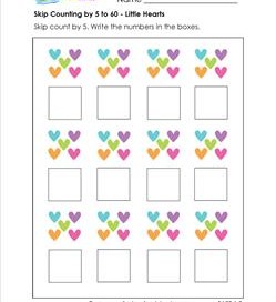 skip counting by 5 to 60 little hearts
