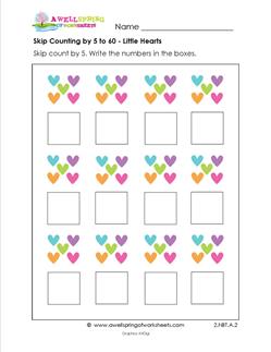 skip counting by 5 to 60 little hearts