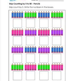 skip counting by 5 to 80 pencils