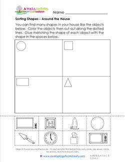Sorting Shapes - Around the House - Kindergarten Geometry