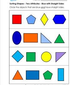 Sorting Shapes - Two Attributes - Blue with Straight Sides