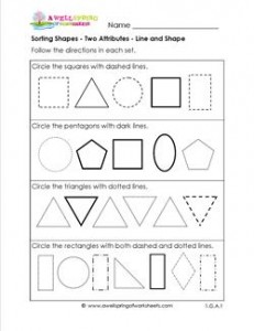 Sorting Shapes - Two Attributes - Line and Shape