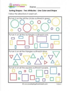 Sorting Shapes - Two Attributes - Line Color and Shape