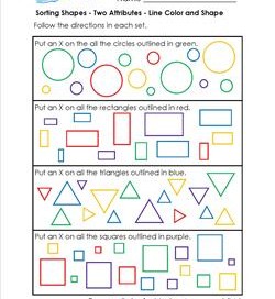 Sorting Shapes - Two Attributes - Line Color and Shape