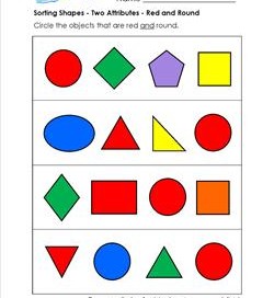 Sorting Shapes - Two Attributes - Red and Round