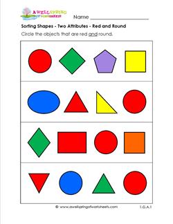 Sorting Shapes - Two Attributes - Red and Round