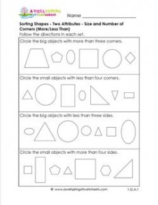 Sorting Shapes - Two Attributes - Size and Number of Corners