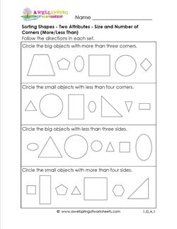 Sorting Shapes - Two Attributes - Size and Number of Corners