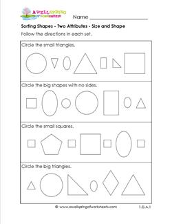 Sorting Shapes - Two Attributes - Size and Shape