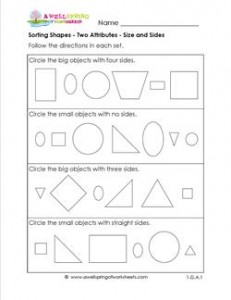 Sorting Shapes - Size and Sides - First Grade Geometry