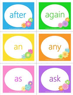 dolch sight word flashcards first grade