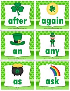 st patricks day dolch sight word flashcards