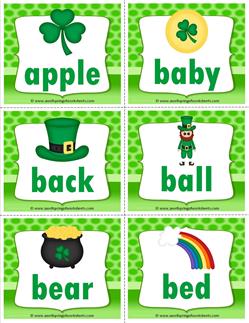 st patricks day dolch sight word flashcards nouns