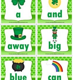 st patricks day dolch sight word flashcards pre-primer