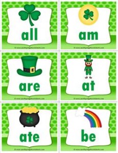 st patricks day dolch sight word flashcards primer