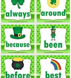 st patricks day dolch sight word flashcards