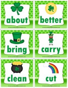 st patricks day dolch sight word flashcards