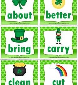 st patricks day dolch sight word flashcards