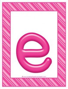 stripes and candy colorful letters lowercase e