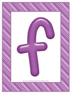 stripes and candy colorful letters lowercase f