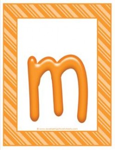 stripes and candy colorful letters lowercase m