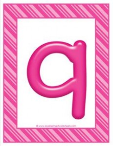 stripes and candy colorful letters lowercase q