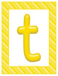 stripes and candy colorful letters lowercase t