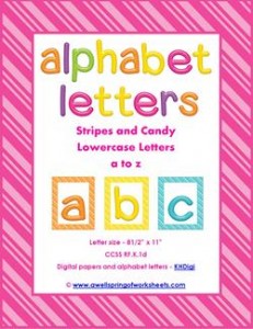 stripes and candy colorful letters lowercase whole set