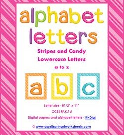 stripes and candy colorful letters lowercase whole set