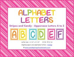 stripes and candy colorful letters uppercase AB whole set