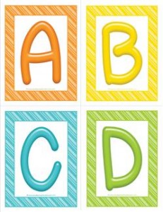 stripes and candy colorful letters - uppercase ABCD