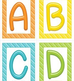 stripes and candy colorful letters - uppercase ABCD