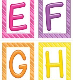 stripes and candy colorful letters - uppercase EFGH