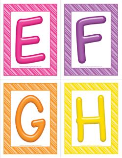 stripes and candy colorful letters - uppercase EFGH