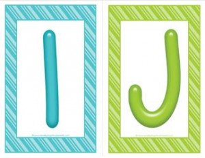 stripes and candy colorful letters - uppercase IJ