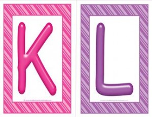 stripes and candy colorful letters - uppercase KL