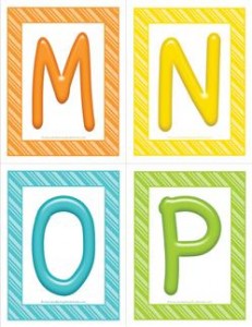 stripes and candy colorful letters - uppercase MNOP