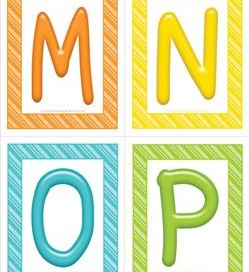 stripes and candy colorful letters - uppercase MNOP