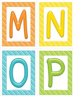 stripes and candy colorful letters - uppercase MNOP